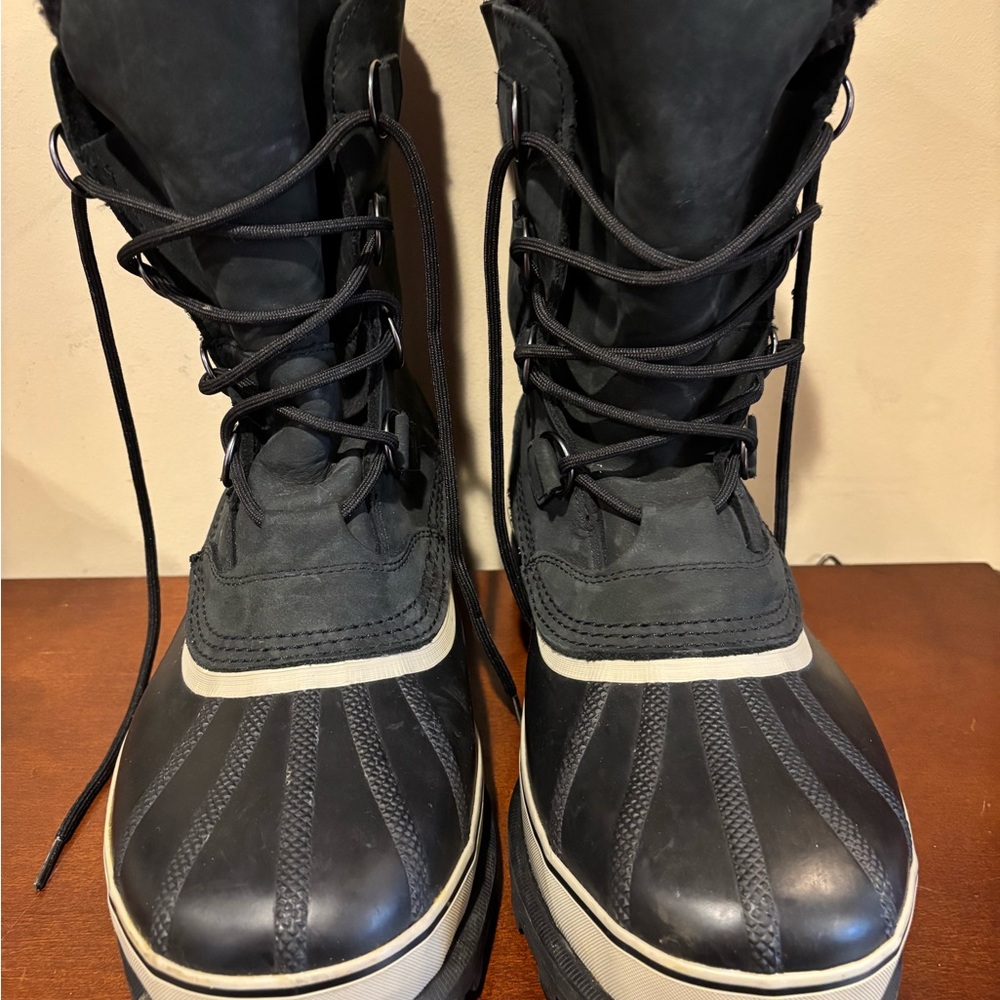 Sorel Men's Black & White Lace-Up Waterproof Winter Boots